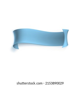 Pale blue ribbon banner from ribbons or paper. Scroll of parchment