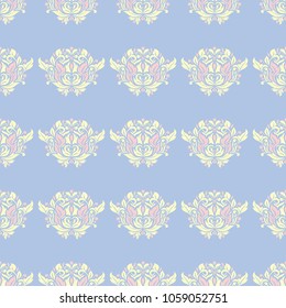 Pale blue seamless background. Floral pattern for wallpapers, textile and fabrics