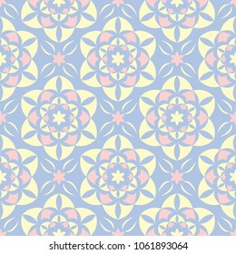 Pale blue seamless background. Floral pattern for wallpapers, textile and fabrics