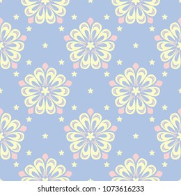 Pale blue seamless background. Floral pattern for wallpapers, textile and fabrics