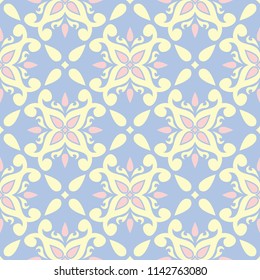 Pale blue seamless background. Floral pattern for wallpapers, textile and fabrics