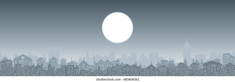 pale blue vector cityscape illustration skyline, buildings silhouettes