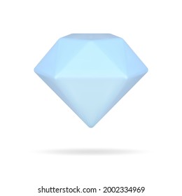 Pale Blue Volumetric Brilliant. Royal Decoration With Precious Sapphire. Interior Decor For Wealth And Elite Status. Commerce Investments With Profitable Financing. Vector 3d Icon Isolated Template