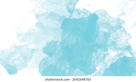 As lavagens de aquarela azul pálido e branco se misturam perfeitamente, criando um plano de fundo texturizado suave ideal para várias aplicações de design. A paleta de cores claras evoca uma sensação de serenidade.
