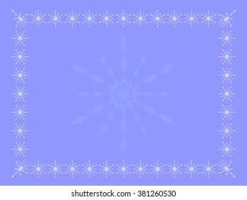 Pale blue winter background (theme, card) with snowflakes in different shades of blue