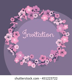 pale color cherry blossom in the night. vector illustration