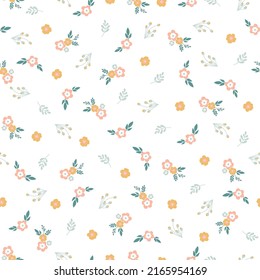 Pale color flowers seamless pattern.