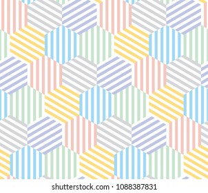 Pale color hexagon pattern seamless pattern for summer projects. Light pastel abstract geometric repeatable motif for background, fabric, wrapping paper. simple stock vector illustration.