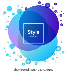 Pale and dark blue bright abstract circles. Regular geometric figures, abstract transparent elements, overlaid shapes. Trendy design for posters, flyers, banners