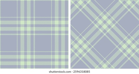 Pale Eggshell Seamless Tartan with Dusty Bluey Grey accents Fabric Design