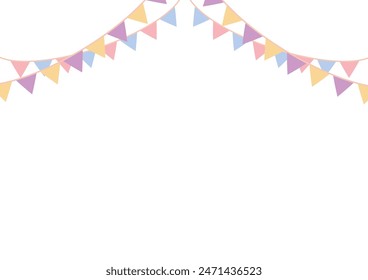 Pale garland frame. Ornaments..Double-layered flag decoration.