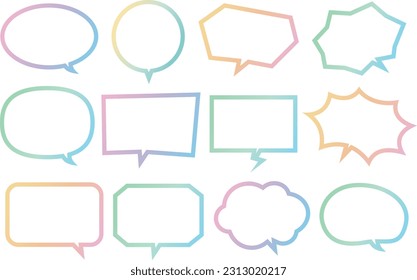 Pale gradation speech bubble set