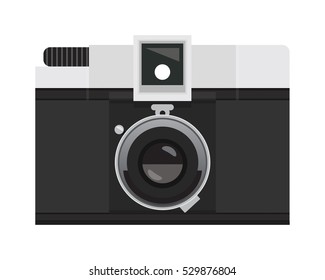 Pale Gray and Black Analog Film Camera