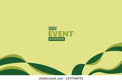Pale green abstract background with green colored curvy shapes or ribbons decoration. Background for event, photo booth, and backdrop.