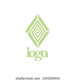 Pale green colored vector rhombus logo. Logo for industry, organization, brand, event, product, and company. 