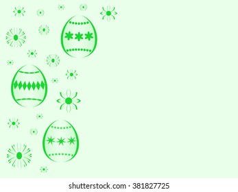 Pale green Easter card with eggs and flowers