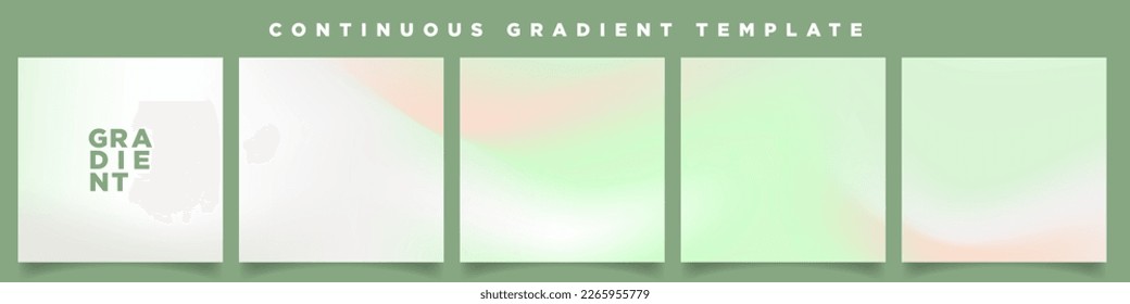 Pale Green Gradient Carousel Ad Template. Continuous Square Card Vector Template. EPS 10. Five gradient backdrops. Perfect for designs, feeds, social media, web, banners. Vector Illustration.