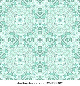 Pale green, mint sealmess ornamental vector pattern