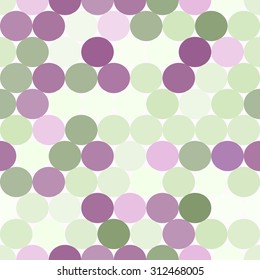 Pale green and purple vector seamless pattern with circles.  Abstract geometrical background. 