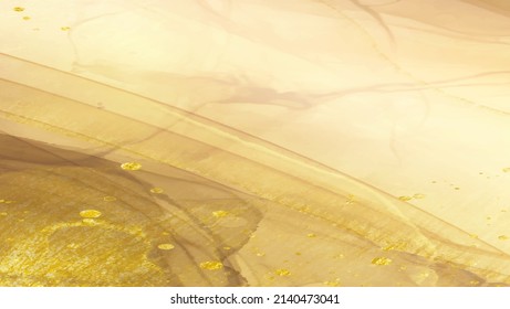 Pale grey and gold stone marble texture with glowing lights. Alcohol ink technique abstract vector background. Modern paint with glitter. Template for banner, poster design. Fluid art painting
