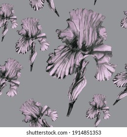 iris pálidos sobre fondo gris, imprimir sobre tela