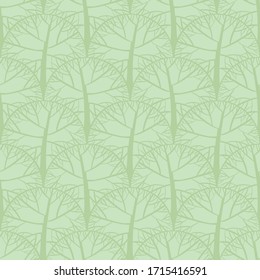 Árbol de parque de color de menta pálido trenzado a mano sin fisuras para el diseño de fondo, tela, textil, envoltura, superficie, web e impresión. Escala de la relación vectorial vectorial de la geometría. 