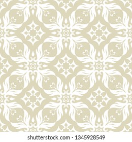 Pale olive green seamless background with white floral pattern