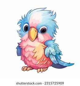 pale pastel baby parrot cartoon style white background