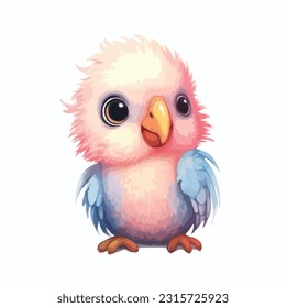 pale pastel baby parrot cartoon style white background