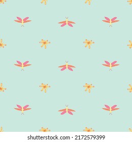 Pale pastels, butterflies, and pretty flowers repeat pattern. It would make a lovely baby blanket or jammies.  