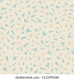 Pale pattern with triangles. Seamless. Abstract delta texture. Simple puzzle background for decoration or backdrop. Unstable motif.