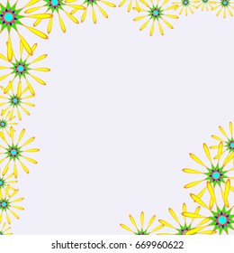 pale pink backgrounded frame with green abstract circles.