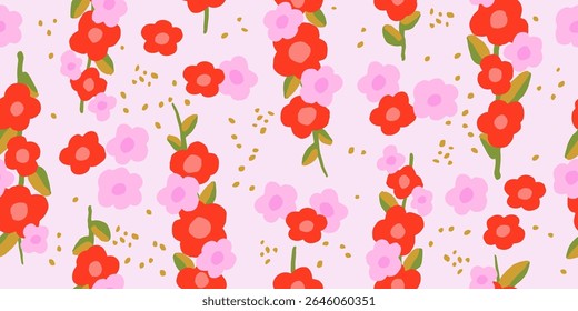 Pale pink floral vector seamless pattern. seamless patterns with floral for fabric, textiles, clothing, wrapping paper, cover, banner, interior decor, vector illustration.