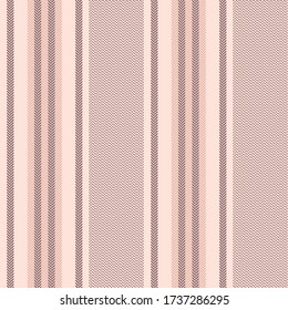 Pale pink stripes pattern seamless vector. Vertical textured lines for summer dress, trousers, shorts, bed sheet, or other modern fashion or home textile print. Herringbone texture.