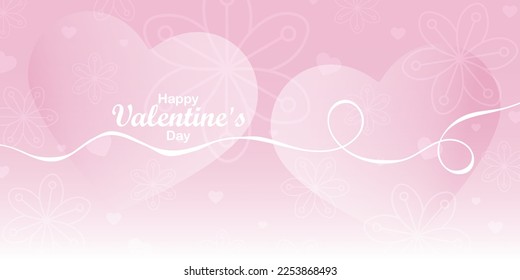 Pale pink vector Valentine's Day card with hearts and inscription