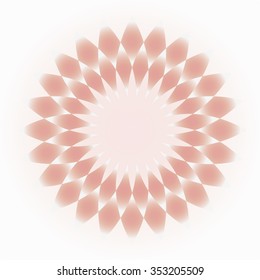 Pale pink-cream decorative circular ornament that resembles a flower or lozenge on a light background