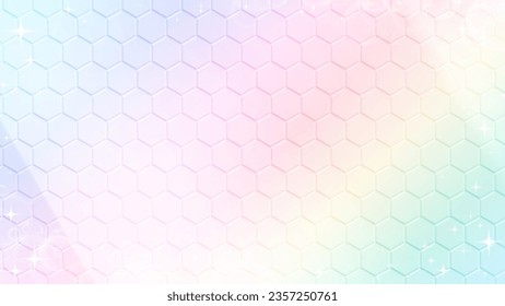 pale rainbow hexagon pattern background.Vector data that is easy to edit.