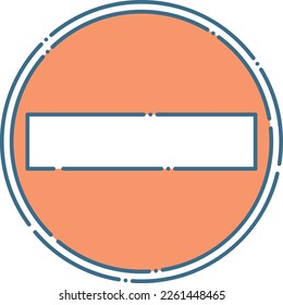 Pale red and dashed line no vehicle entry traffic, regulatory sign