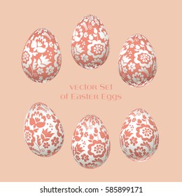pale rosy Easter egg decoration vector illustration. floral folk-style decor on christian resurrection symbol. spring life icon in simple decorative style