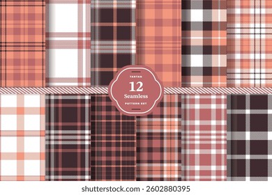 Pale Ruby Seamless Tartan with Pale Straw accents Fabric Design Set of 12
