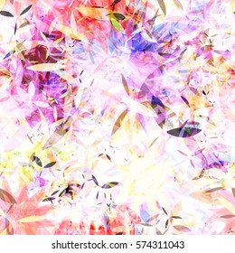 Pale seamless pattern. Floral motif. Stylized flowers and petals.Watercolor effect.