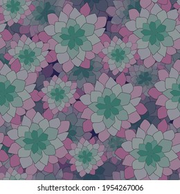 Pale seamless pattern with succulents
