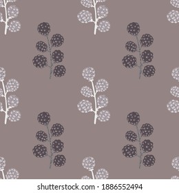 Patrón pálido sin fisuras con adorno de moras de verano. Tonos grises y beige en dibujos animados. Perfecto para el diseño de tela, impresión textil, envoltura, cubierta. Ilustración del vector