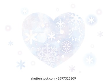 Patrones de copo de nieve pálido e ilustraciones de corazón