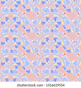 Pale soft seamless for textile, pink and blue colors, vector