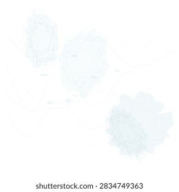 Pale translucent ink-like forms and gentle linear details create a soft lithographic-inspired abstract texture with a clean contemporary aesthetic.
