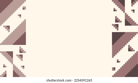 Pale Yellow Beige Solid Background with Pixelated Chocolate Brown Triangle Mosaic, Flat Style