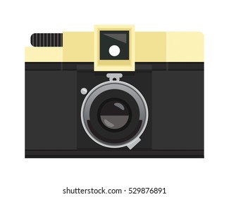 Pale Yellow and Black Analog Film Camera