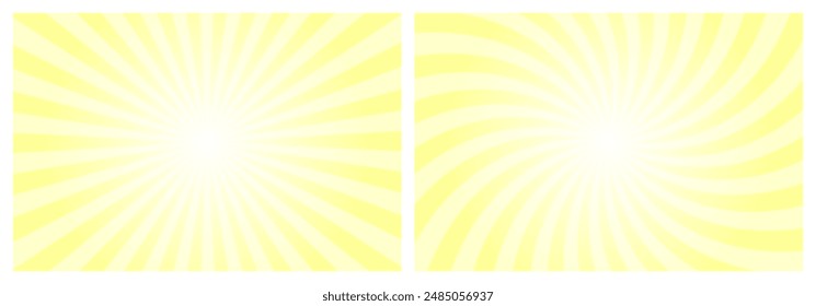 Pale yellow sunburst pattern background. Rays. Radial. Summer Banner. Vector Illustration