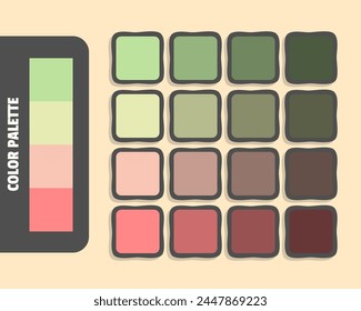 Palegreen palegoldenrod lightpink lightcoral color palette, colour matching, rgb colors, harmonious colours catalog sample, design and edit idea